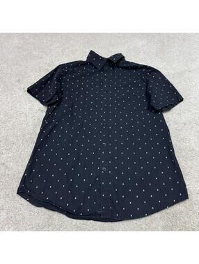 Monument Button Down Shirt Men’s Black Short Sleeve Size Small